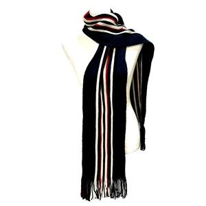 Vintage Tommy Hilfiger Embroidered Scarf Navy Blue With Red & White Stripes